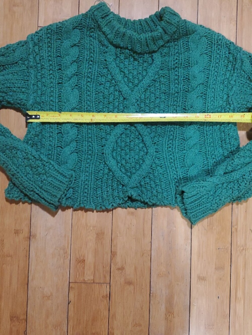 Free People Xs Green Chunky Cable Knit Women's Sweater - Picture 3 of 7